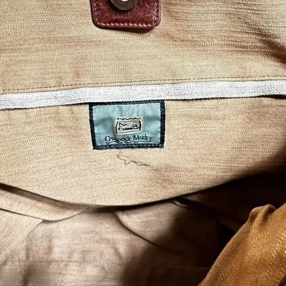 Osgoode Marley Beige Camo Canvas and Leather Messenger Shoulder Bag